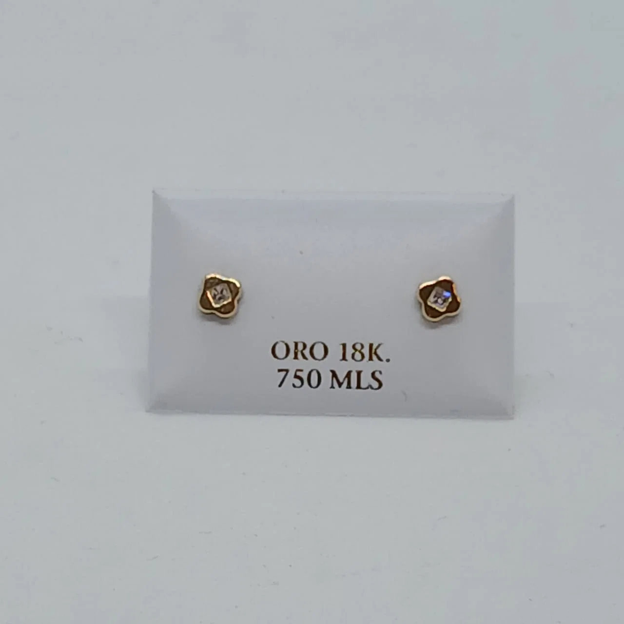 Zarcillos Abridores Cuadro Flor Destello 18K - B.F. ADAMS Bisutería Fina