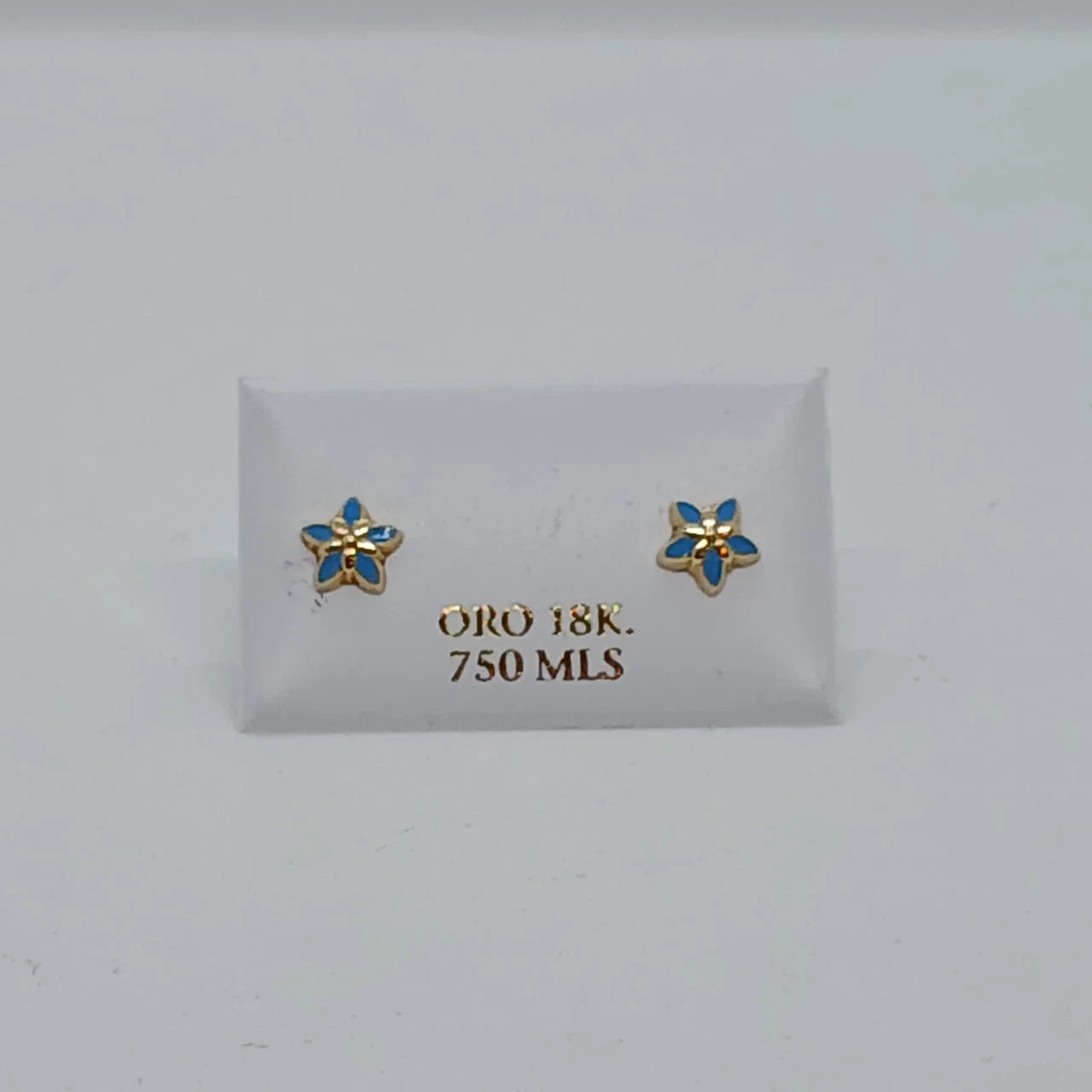 Zarcillos Abridores Rosca Estrella Azul 18K - B.F. ADAMS Bisutería Fina