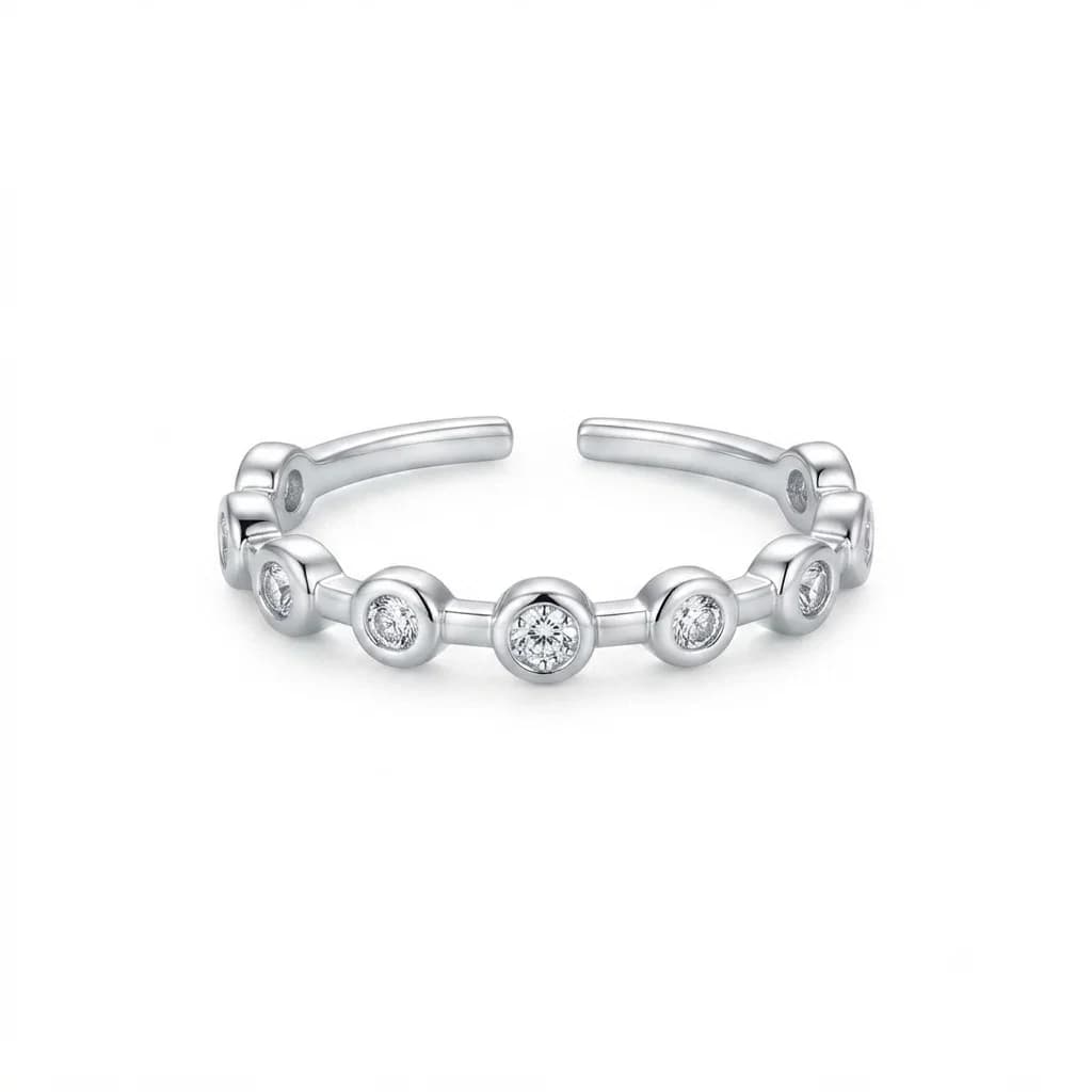 Anillo Cintillo Biseles Plateado - B.F. ADAMS Bisutería Fina