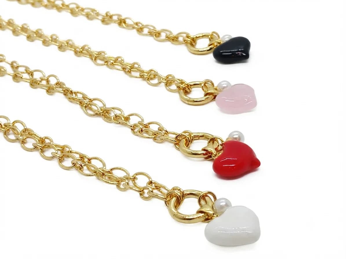 Collar Eslabones Corazon de Perla - B.F. ADAMS Bisutería Fina