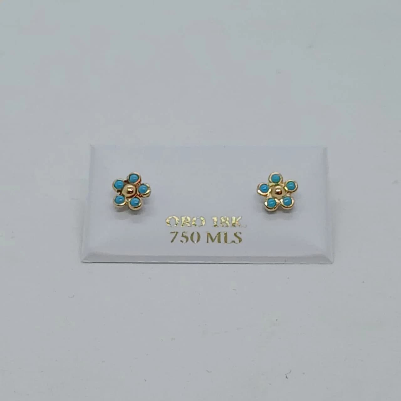 Zarcillos Abridores Flor de Turquesa 18K - B.F. ADAMS Bisutería Fina